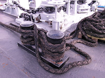 nó, corda, orvalho, navio de engarrafamentos, tecido, Gorch fock, Stralsund