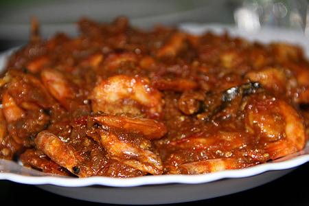 Krevety, Curry, koření, chuť, jíst, indické, indické občerstvení