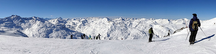 Panorama, panorāmas, Alpi, kalns, slēpju, ziemas, sniega