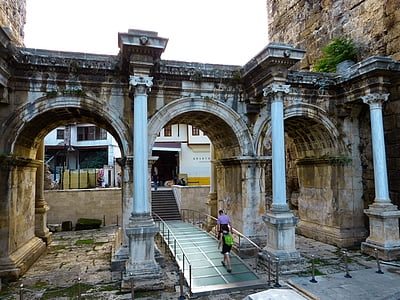 Hadrian's gate, Antalya, budova, Turecko