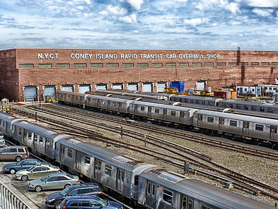 New york city, tranzit organ, vlak, avtomobili, železniški, množični prevoz, zunaj