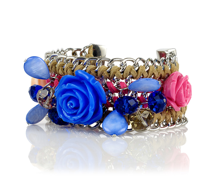 armband, smycken, MS, kvinna, ökade, blomma, packshot