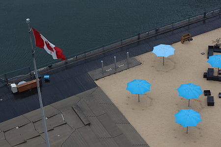 флаг, Канада, показано, Полюс, Коттедж, Крыша, песок