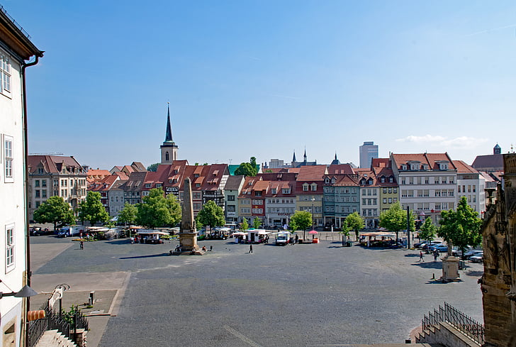 Cathedral square, Erfurt, Thüringen Tyskland, Tyskland, gamla stan, gammal byggnad, platser av intresse