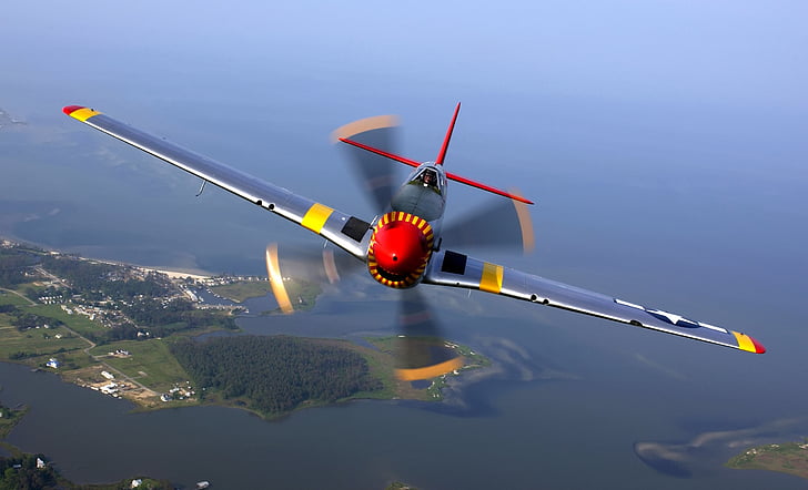 repülőgép, Propeller síkja, légcsavar, pilóta, menet közben, repülés, Mustang