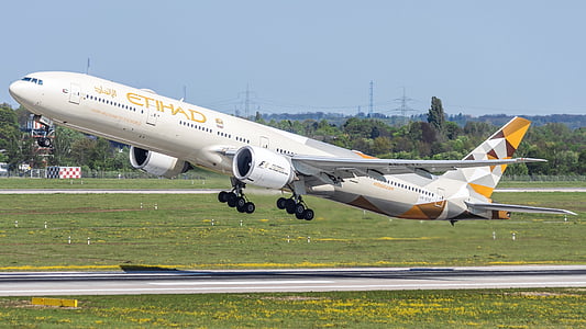 etihad, take off, aircraft, boeing, aviation, 777, airport