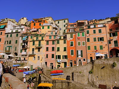 Cinque terre, Vernazza, Liguria, wody, morze, krajobraz, kolory