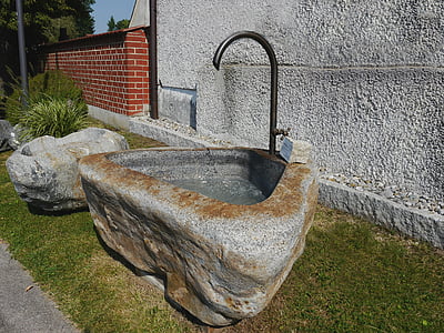 fontein, steen, steenvorming, water, Tuin