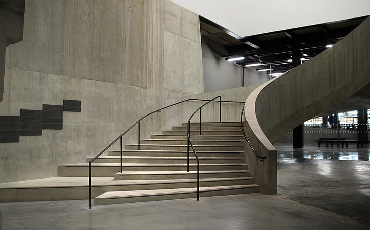 London, Tate modern, galerija, pa kāpnēm, betons, darbības, kāpnes