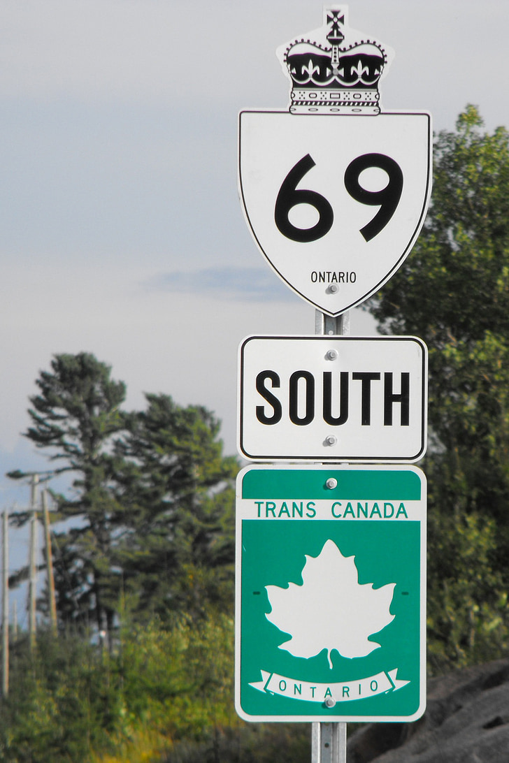 strada, segno, punto di riferimento, Ontario, autostrada, trans canada, simbolo