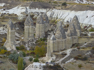 fairy chimneys, tufa, cappadocia, rock formations, outlook
