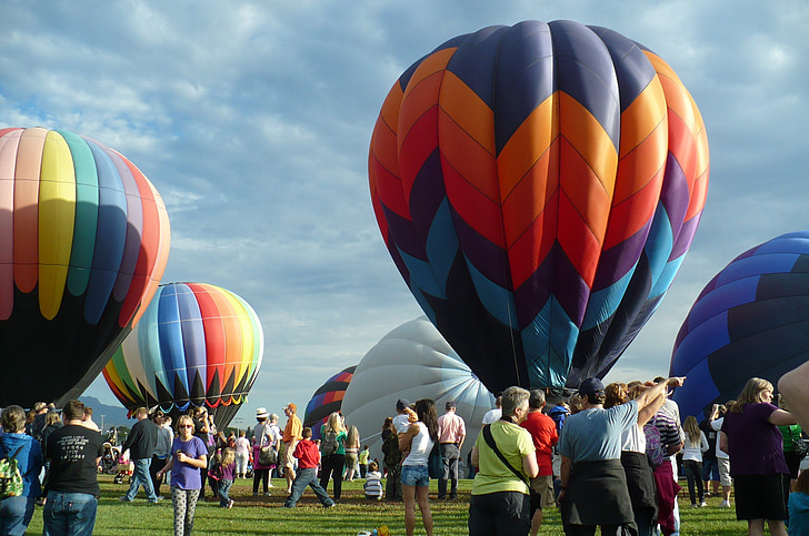 varmluftsballonger, ballong, Festival, Colorado springs, personer, händelse