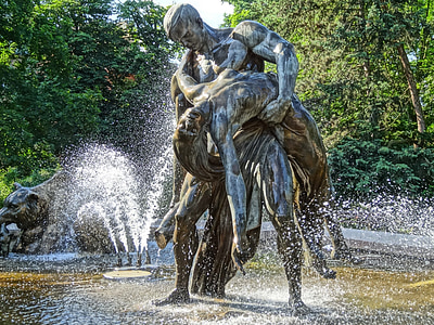 fontanna ptop, Bydgoszcz, fantana, sculptura, Statuia, apa, bronz