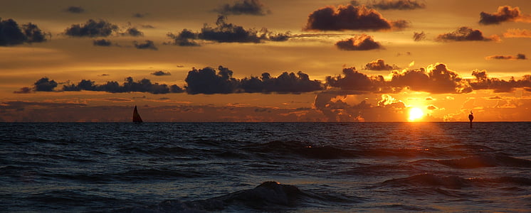 zachód słońca, Siesta key, Florida, Plaża, morze, Natura, Latem