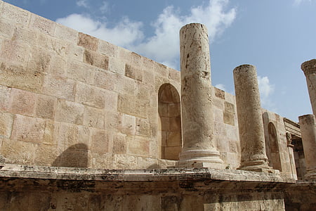 romerske teateret, sentrum, Amman, arkitektur, kolonner