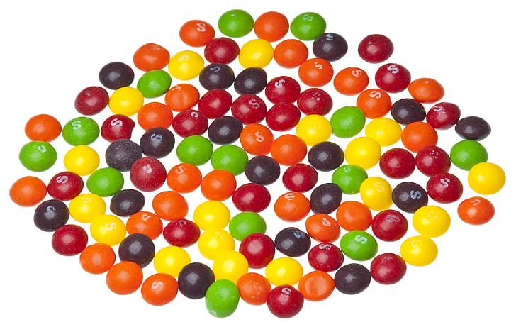 Skittles, godteri, fargerike, snack, mat, confection, gruppe
