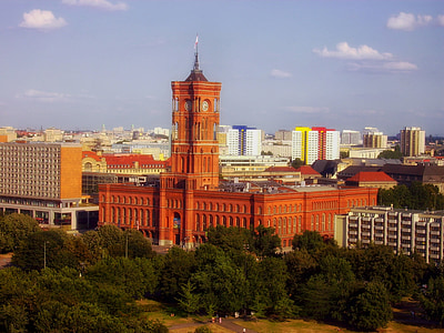 红色市政厅, 柏林, 德国, 城市, 城市, 建筑, 建筑
