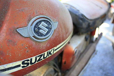 Suzuki, moto, bicicleta, retro, anyada, rústic