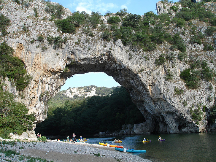 Pont d'Arc, Ardèche, Gorges de L' ' ardèche, França, férias, Rio, paddle