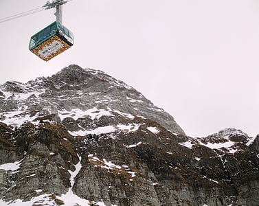 górskiej, Kolejka linowa, góry, Szwajcaria säntis, Appenzell, zimowe, Alpy Szwajcarskie