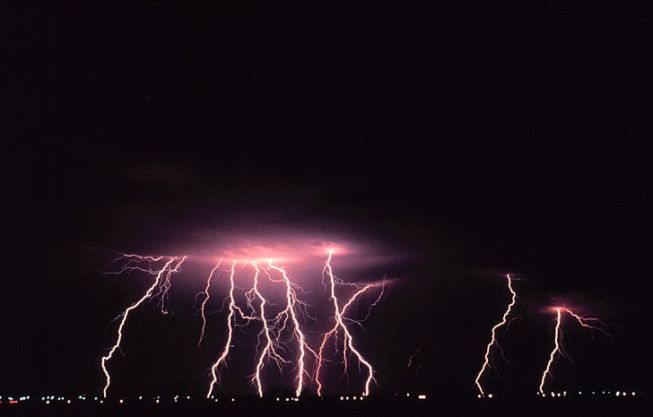 purple, illustration, Norman, Oklahoma, Lightning, Dangerous, Bolt, night