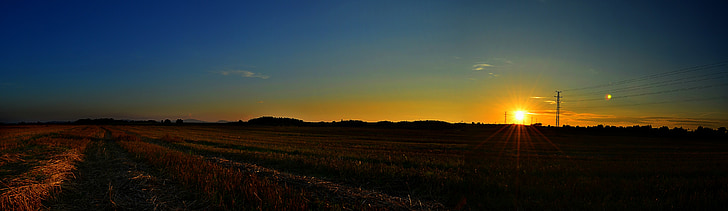 krajina, Panorama, Západ slunce
