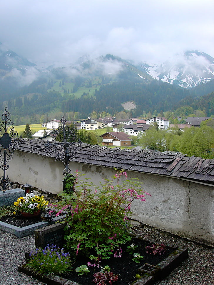 cintorín, Tirolsko, cintorín steny, kríž, Kovaného železa, umenie, hrob