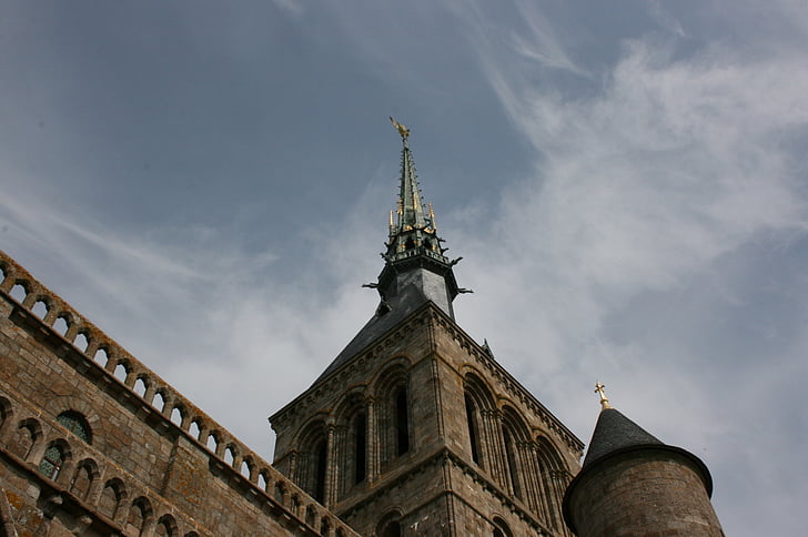 Mont saint-michel, Abbey, Normandie, Frankrike, medeltiden, medeltida arkitektur