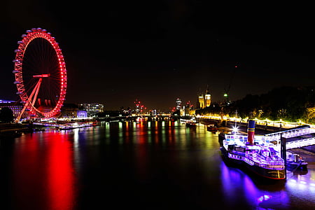 London eye, Themsen, London, floden, Thames, England, landmärke
