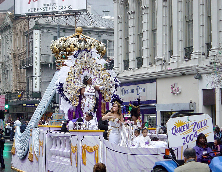 Mardi gras, zulu, dronning, New orleans, karneval, festlig, fjer
