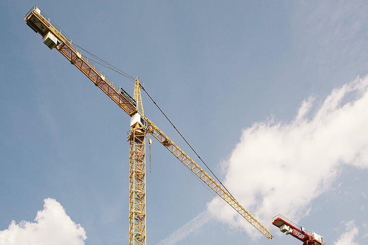photo, crane, daytime, business, city, construction, design