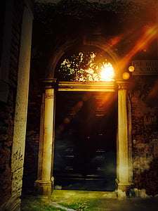 door, mystical, magical, entwine, glass window, sun, sunbeam