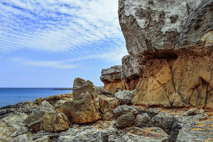 szikla, kialakulása, sziklás, robusztus, tengerpart, erózió, táj