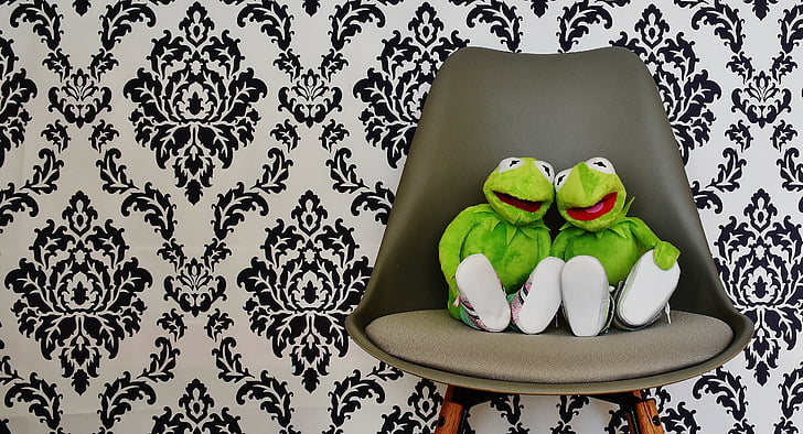 Kermit, voor twee, grappig, leuk, vrienden, zitten, rest