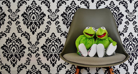 Kermit, cho hai, Buồn cười, vui vẻ, bạn bè, ngồi, phần còn lại