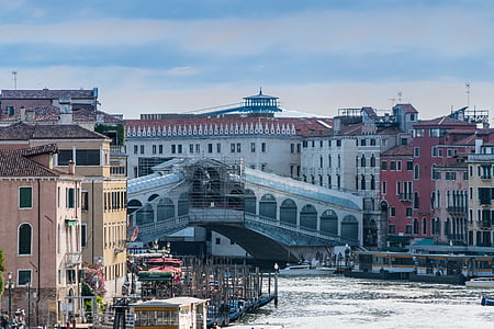Βενετία, Ιταλία, Γέφυρα Ριάλτο, στο μεγάλο κανάλι, Ευρώπη, ταξίδια, νερό