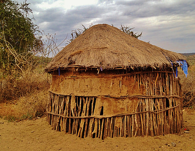 cabana, habitação, África, rústico, viagens, tribo, rural