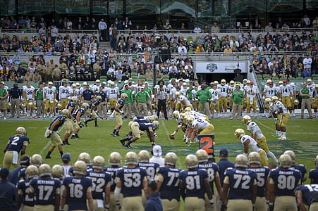 football, american, college, notre dame, navy, field, turf
