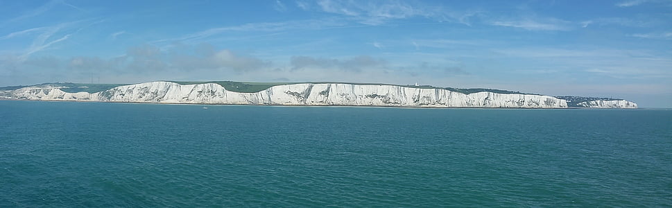 penhascos de giz, Dover, Costa, Panorama, Inglaterra, penhascos brancos, Reino Unido