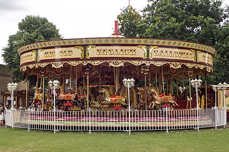 karusellen, Carousel hest, trehest, fargerike, glede, fritid, York