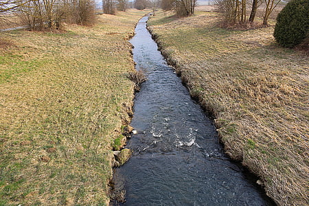 bach, landscape, creek, bank, water running