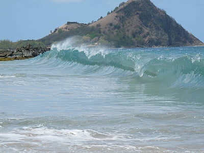 oceano, onda, ondas, praia, água, fluindo, mar