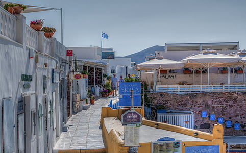 Santorini, Oia, Grekland, resor, sommar, ön, turism