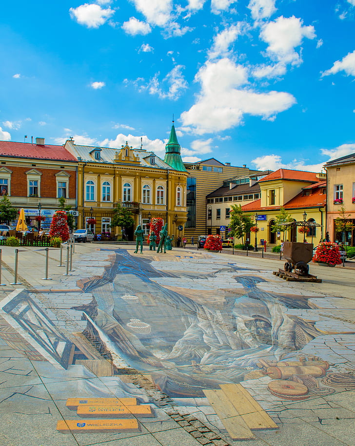 Kraków, Polen, Europa, turism, Wieliczka, Street, levande yta