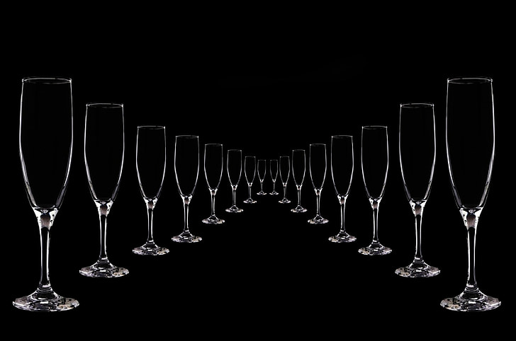 очила, Нова година Ева, никой не, чаши за шампанско, напитки, концепция, Коледа