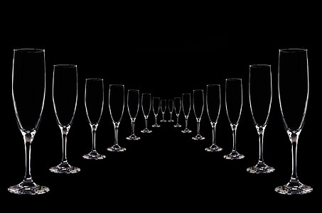окуляри, Переддень Нового року, ніхто не, Келихи шампанського, напої, концепція, Різдво