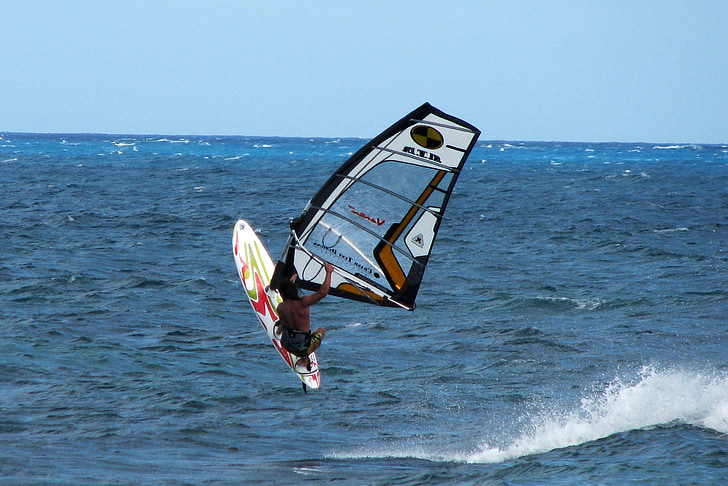 windsurfing, Latem, sportowe, windsurfing, surfing, Windsurfer, skok