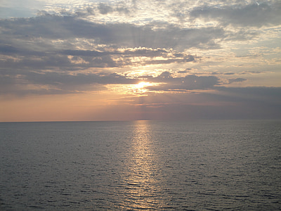 puesta de sol, agua, mar, abendstimmung, Romance
