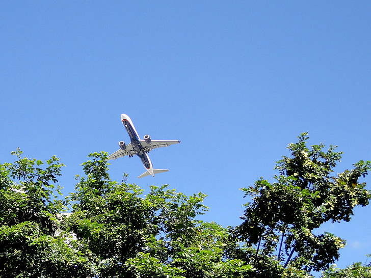 plane, take-off, blue sky