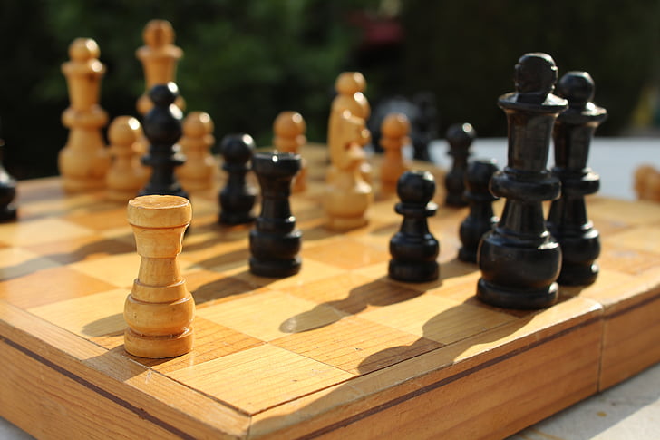chess, black white, game, tower